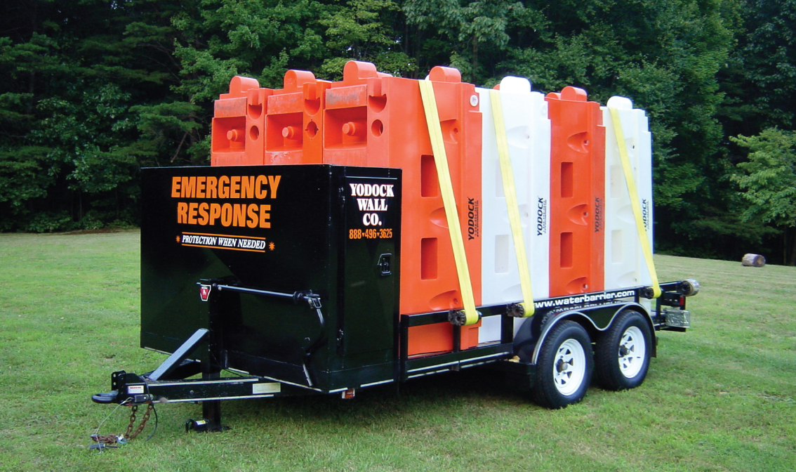Trinity Highway Rentals Yodock® water filled barricades emergency response trailer